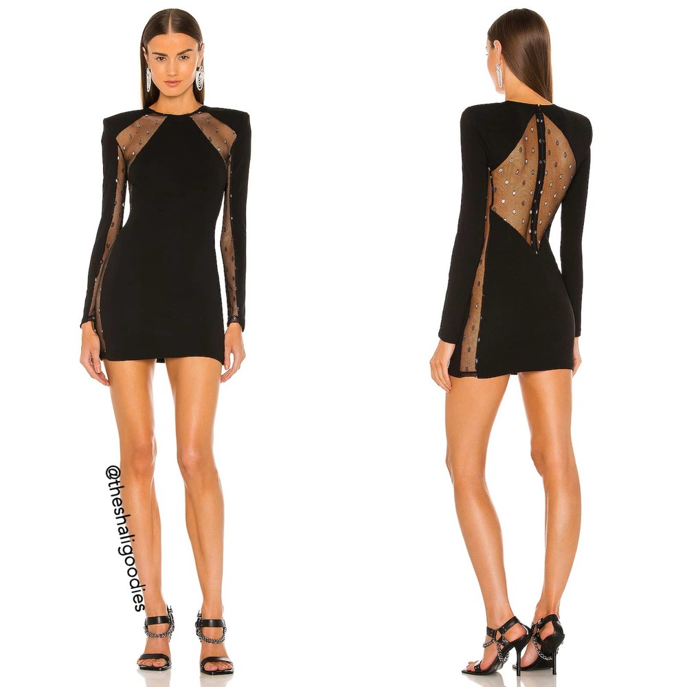 DUNDAS x REVOLVE Patti Mini Dress Black Silver Polka Dot